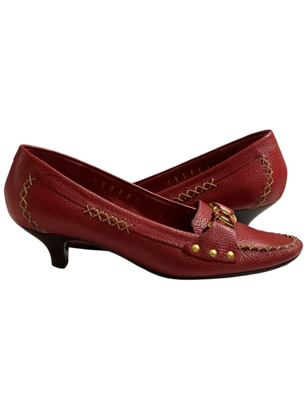 TALBOTS VINTAGE-INSPIRED RED LEATHER KITTEN HEELS SZ 6.5